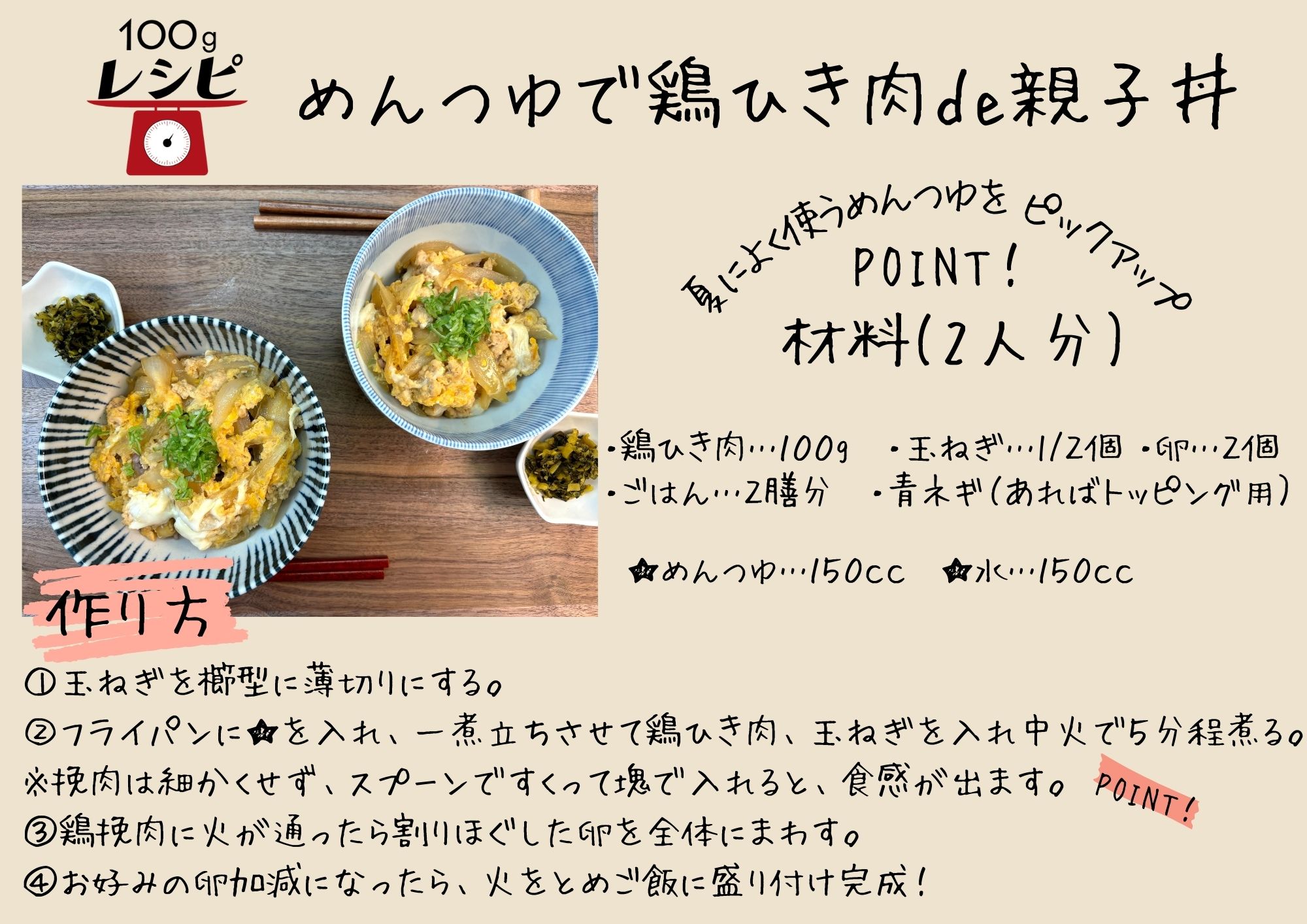 親子 丼 作り方 めんつゆ